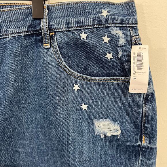 Old Navy Dark Wash Star Denim Boyfriend Shorts Size 20 New - Picture 2 of 5